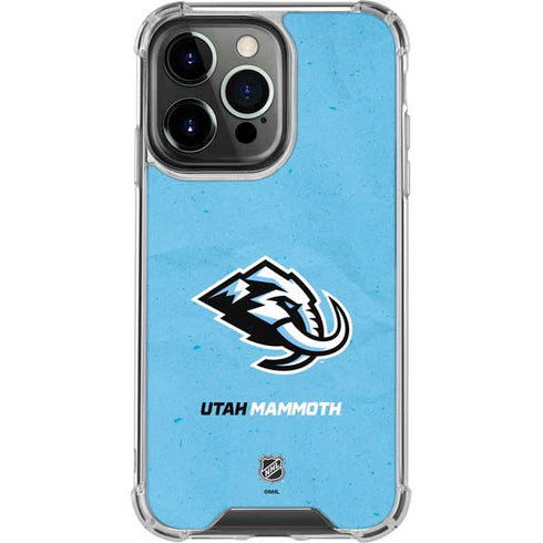 NHL Utah Mammoth Distressed Blue iPhone 14 Pro Clear Case